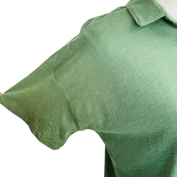 Style & Co Petite Small Polo Top Short Sleeves Button Neck Lightweight Green - Picture 2 of 8